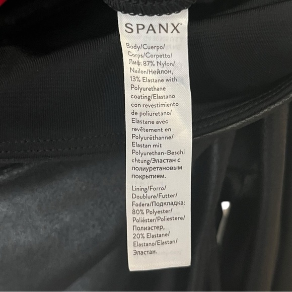 SPANX Size Medium Metallic Black Faux Leather Compression Body Shaping Leggings - Picture 7 of 8